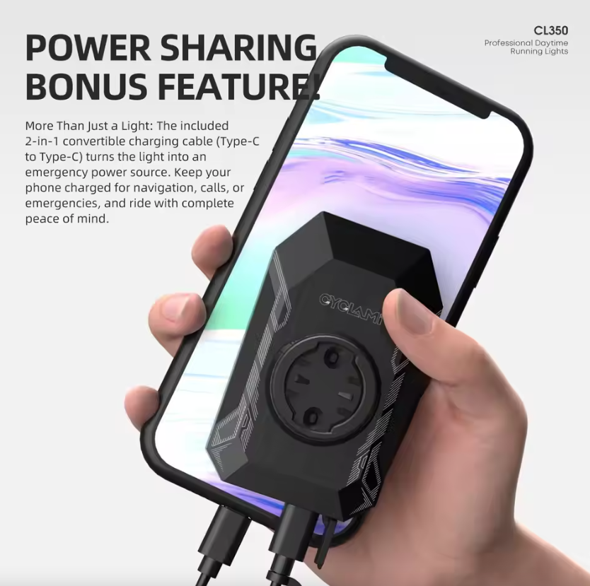 CYCLAMI CL350 Cykellygte Cykelforlygte 4000mAh Type-C Opladning Frontlampe