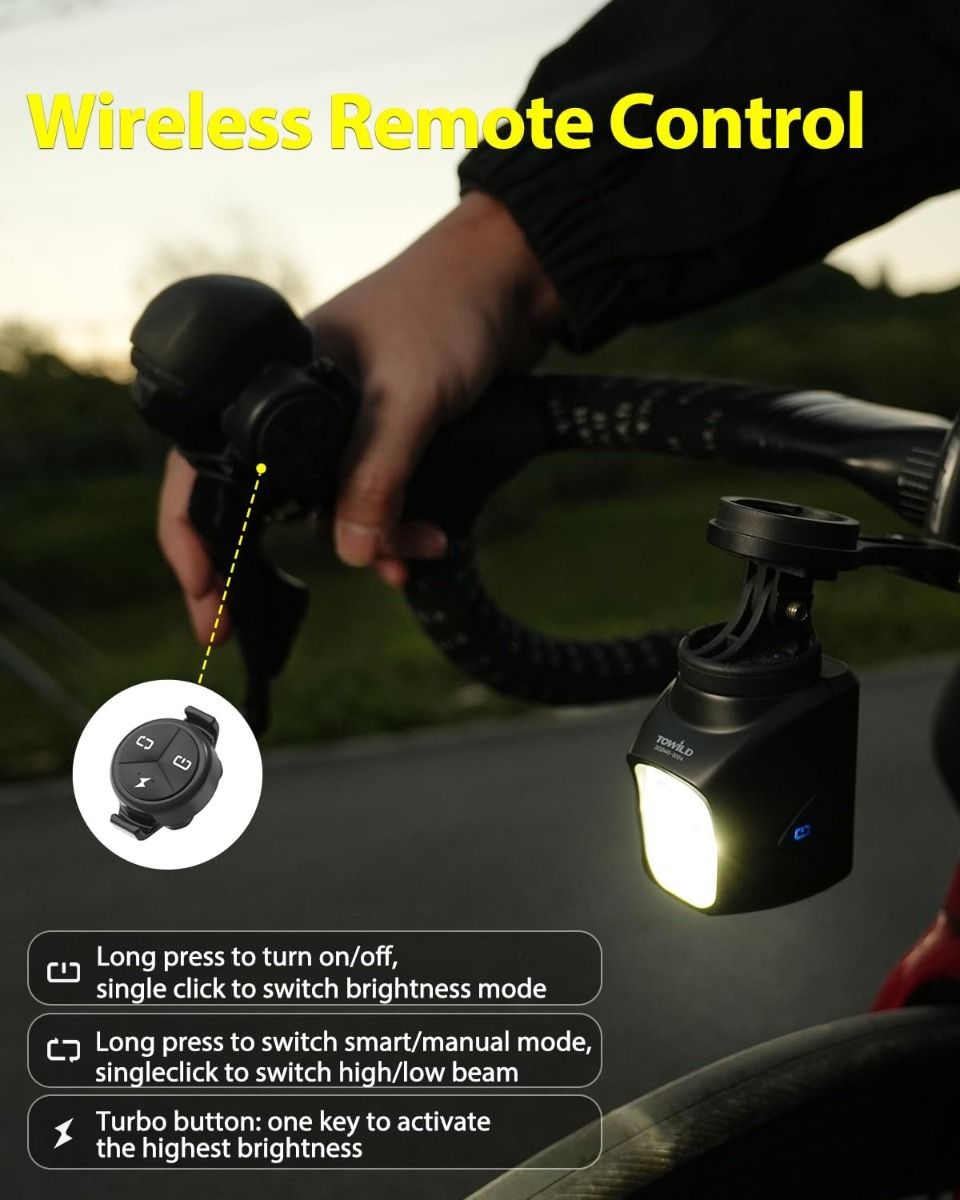 TOWILD DLite 1700 USB-genopladelig cykellygte 1900 lumen vandtæt forlygte cykling DL1700 cykellys
