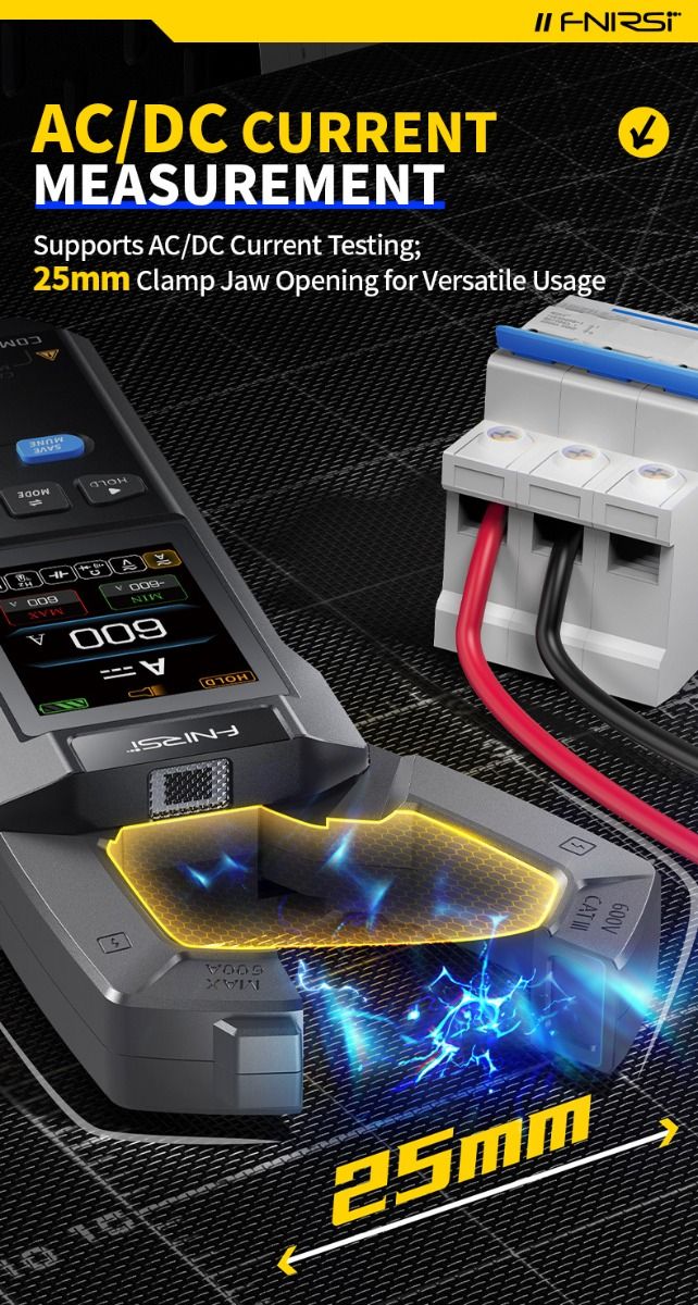 FNIRSI DMC-100 Tangmultimeter, fuldautomatisk intelligent højpræcision tangemeter amperemeter universalmeter, måler NCV, AC/DC spænding og strøm, kontinuitet, kapacitans, diode, modstand, temperatur.