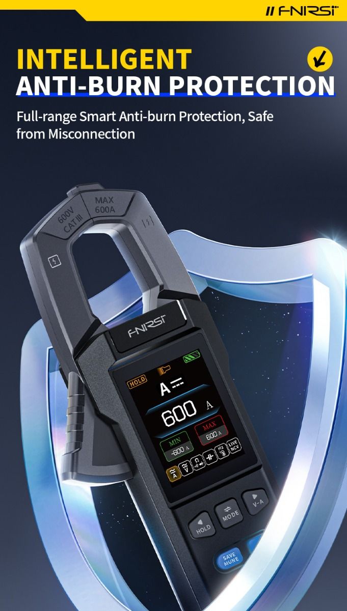 FNIRSI DMC-100 Tangmultimeter, fuldautomatisk intelligent højpræcision tangemeter amperemeter universalmeter, måler NCV, AC/DC spænding og strøm, kontinuitet, kapacitans, diode, modstand, temperatur.
