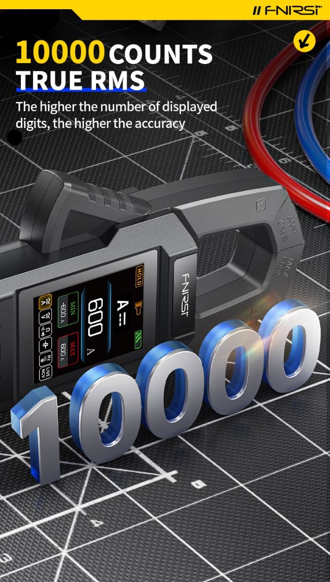 FNIRSI DMC-100 Tangmultimeter, fuldautomatisk intelligent højpræcision tangemeter amperemeter universalmeter, måler NCV, AC/DC spænding og strøm, kontinuitet, kapacitans, diode, modstand, temperatur.