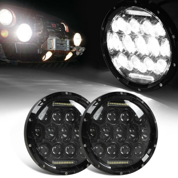 7 Tommer Motorcykel LED-Forlygte Stråle DRL Blinklys 7" Rund Forlygte til Harley Jeep Wrangler Hummer