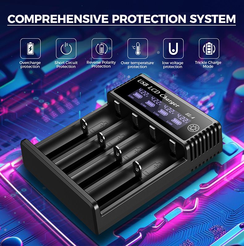 USB LCD Smart batteri oplader Effektiv oplader til 18650 AA AAA batterier med LCD-display Alsidig og bærbar