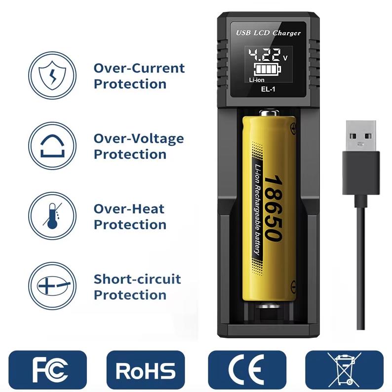 USB LCD Smart batteri oplader Effektiv oplader til 18650 AA AAA batterier med LCD-display Alsidig og bærbar
