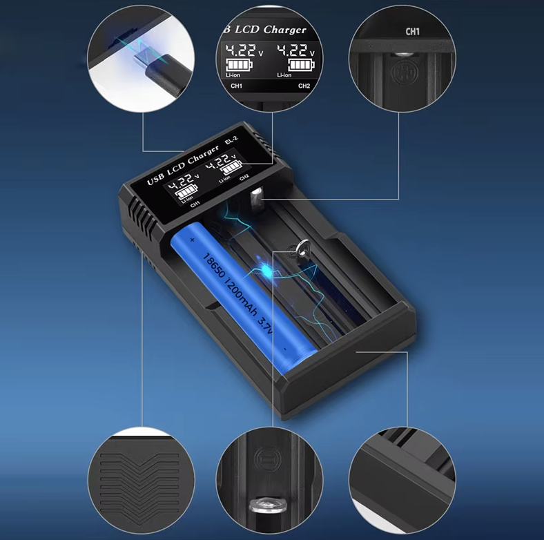 USB LCD Smart batteri oplader Effektiv oplader til 18650 AA AAA batterier med LCD-display Alsidig og bærbar