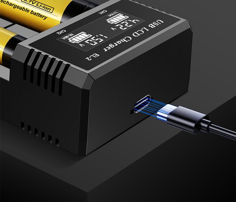 USB LCD Smart batteri oplader Effektiv oplader til 18650 AA AAA batterier med LCD-display Alsidig og bærbar