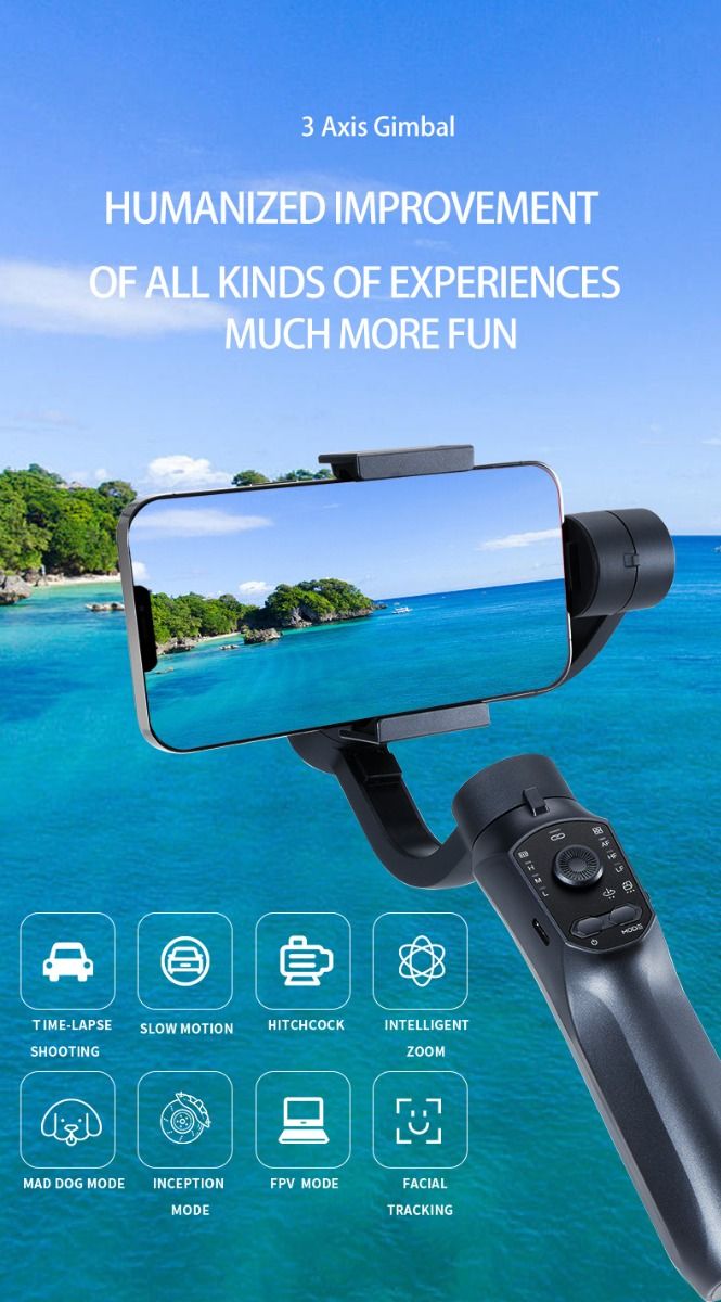 F10 Pro Stabilizer 3-aksede telefon-gimbal til mobilfilmskabelse med smartphone-kompatibilitet og ansigtsgenkendelse