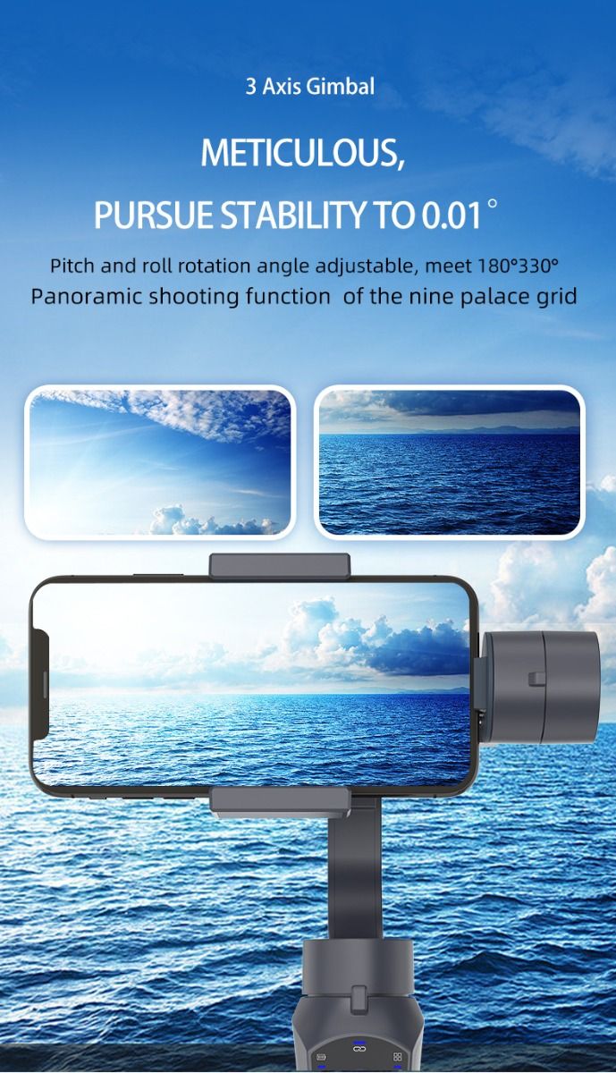F10 Pro Stabilizer 3-aksede telefon-gimbal til mobilfilmskabelse med smartphone-kompatibilitet og ansigtsgenkendelse