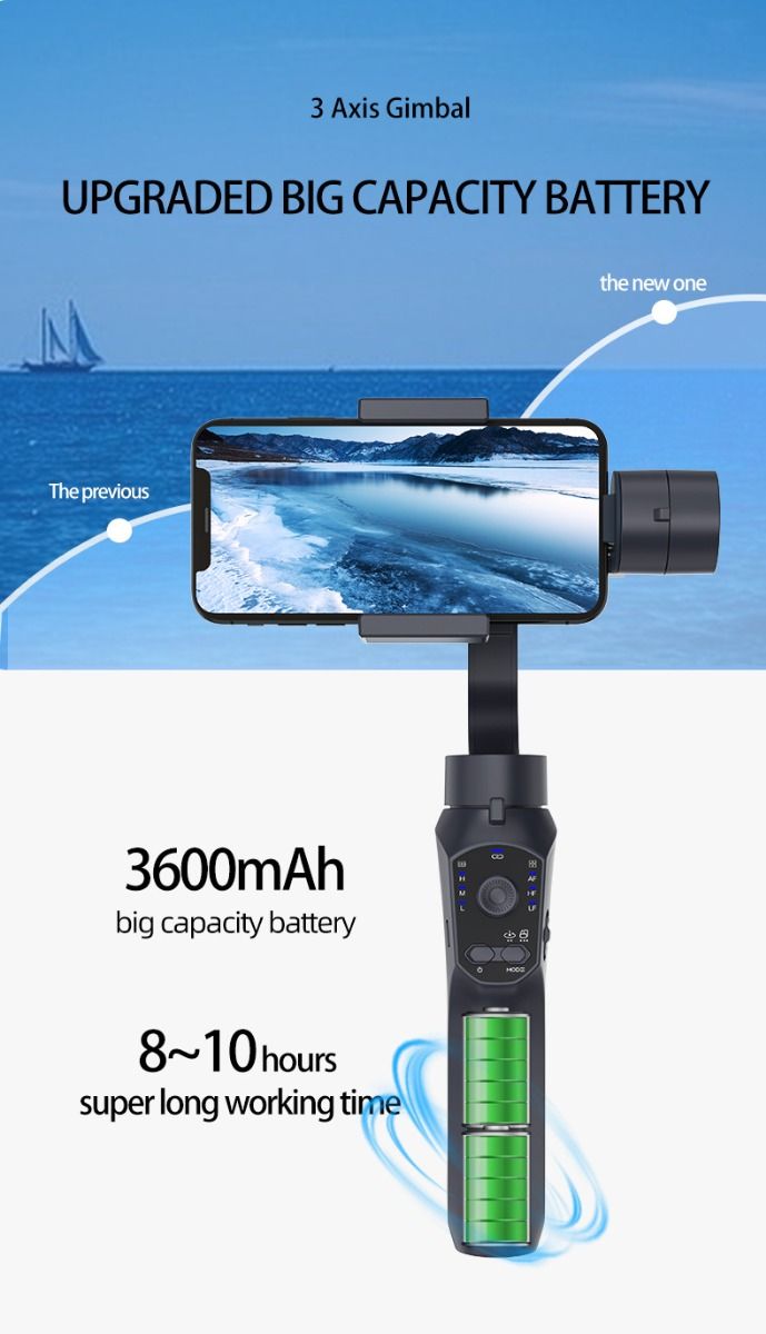 F10 Pro Stabilizer 3-aksede telefon-gimbal til mobilfilmskabelse med smartphone-kompatibilitet og ansigtsgenkendelse