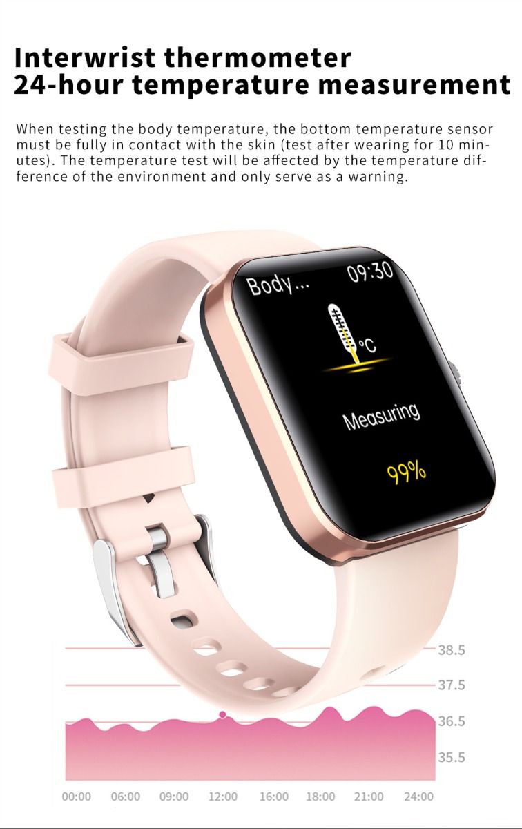 F57L Smart Watch Blodsukker Blodtryk Puls Temperatur Overvågning Sport Overvågning 1,91 Tomme Sn