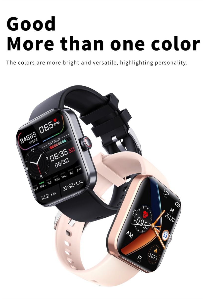 F57L Smart Watch Blodsukker Blodtryk Puls Temperatur Overvågning Sport Overvågning 1,91 Tomme Sn
