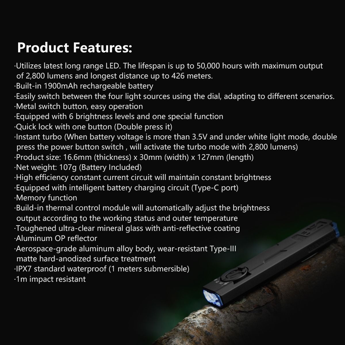 IMALENT GR35 2800 Lumens LED EDC Lommelygte (Rød)