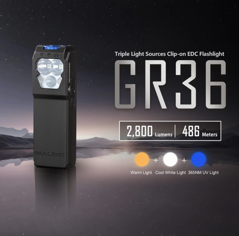 IMALENT GR36 EDC 2800 Lumens Type-C Genopladelig Magnetisk Superlys Clip-on LED Lommelygte