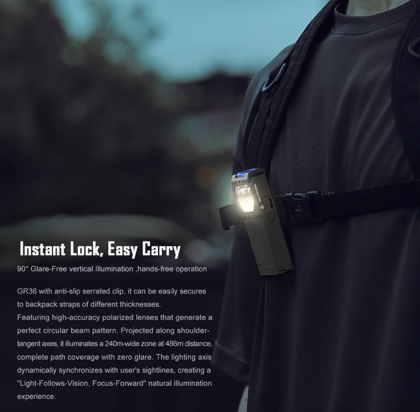 IMALENT GR36 EDC 2800 Lumens Type-C Genopladelig Magnetisk Superlys Clip-on LED Lommelygte