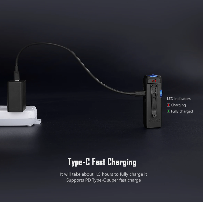 IMALENT GR36 EDC 2800 Lumens Type-C Genopladelig Magnetisk Superlys Clip-on LED Lommelygte
