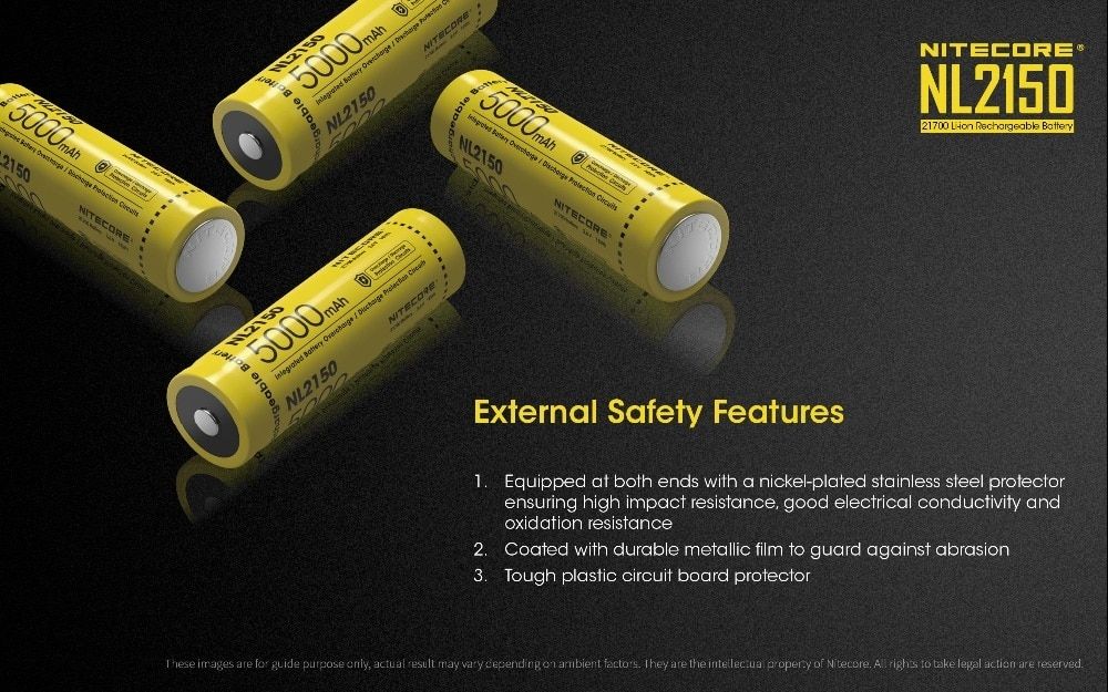 NITECORE NL2150 5000mAh 3.6V 21700 Genopladeligt Batteri til Højtydende Lommelygte, Drone og Udendørsudstyr