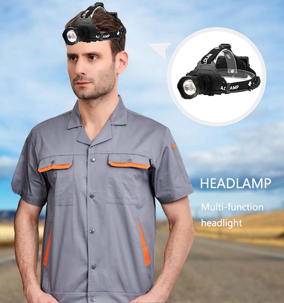 XHP70 LED pandelampe 8000 lumen USB genopladelig udendørslys IPX5 vandtæt justerbare tilstande til camping og vandreture