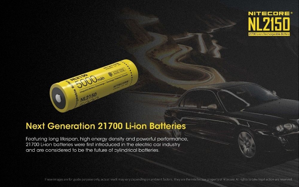 NITECORE NL2150 5000mAh 3.6V 21700 Genopladeligt Batteri til Højtydende Lommelygte, Drone og Udendørsudstyr