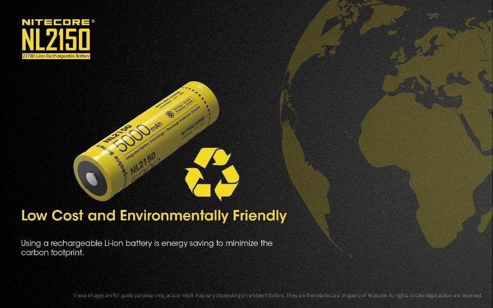 NITECORE NL2150 5000mAh 3.6V 21700 Genopladeligt Batteri til Højtydende Lommelygte, Drone og Udendørsudstyr