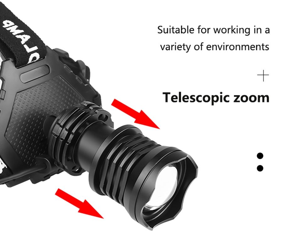 XHP70 LED pandelampe 8000 lumen USB genopladelig udendørslys IPX5 vandtæt justerbare tilstande til camping og vandreture