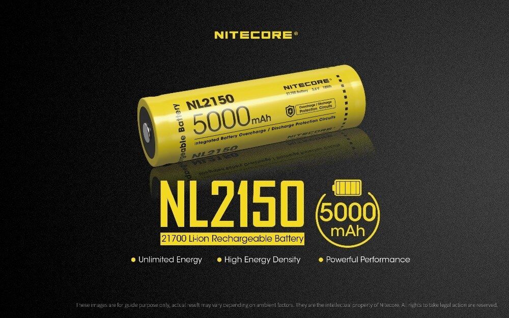 NITECORE NL2150 5000mAh 3.6V 21700 Genopladeligt Batteri til Højtydende Lommelygte, Drone og Udendørsudstyr