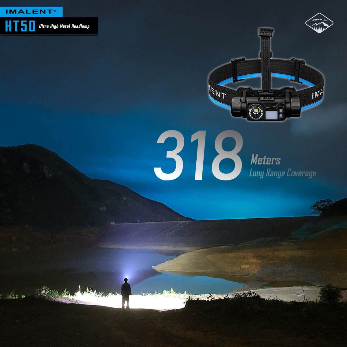 IMALENT HT50 LED Eventyr Pandelampe med dobbelte lyskilder, genopladelig, letvægtsdesign, høj lumenudgang.