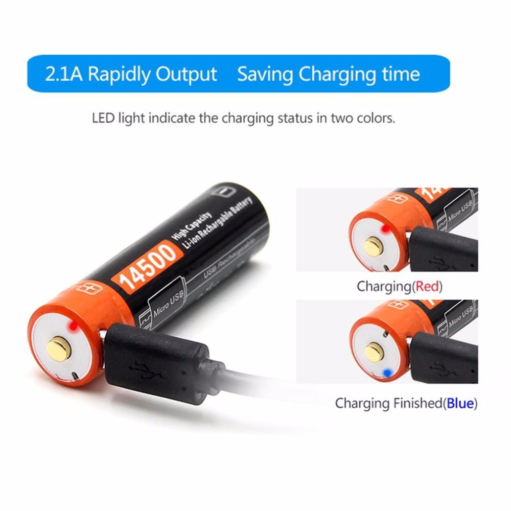 Doublepow 14500 750mAh genopladeligt batteri 3,7V Li-ion med Micro USB til højstrømsenheder og camping