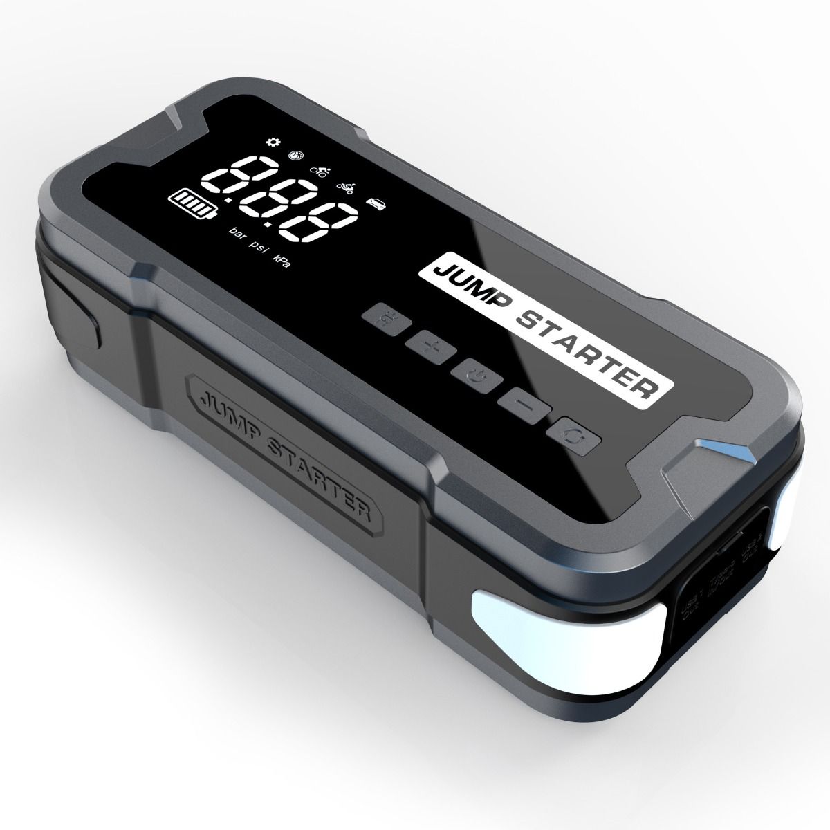 Bærbar startbooster powerbank med 2000A spidsstrøm og kompakt design til bilbatteriproblemer