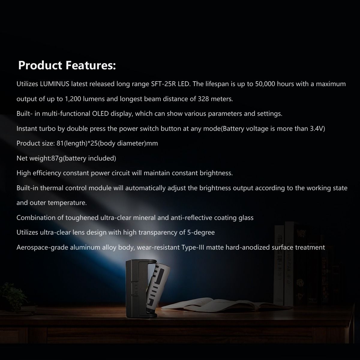 IMALENT LD35 1200 lumen LED Type-C genopladelig EDC lommelygte