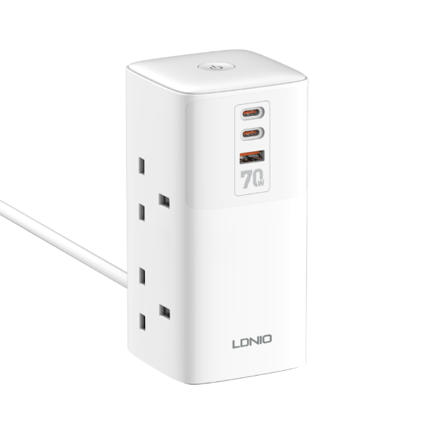 LDNIO Tower Multi Tap Cube Strømskinne med stikkontakter 70W Ladestationer 4 Stikkontakter Linjefilter UK US EU Type Stik til Universaladapter