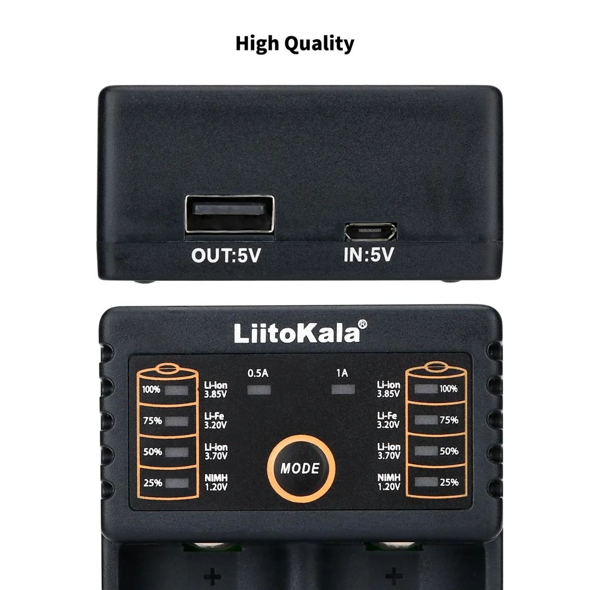 Liitokala Lii-202 Smart oplader til 18650 26650 21700 NiMH lithium batterier dobbelte kanaler USB output