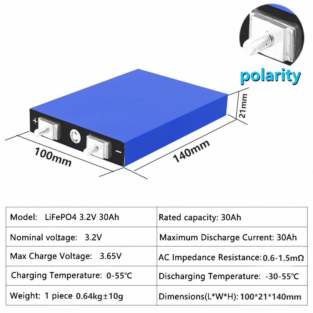 LiitoKala 3.2V 30Ah Lifepo4 batteripakke 4S 12.8V høj densitet til elbiler, solenergi, lang cykluslevetid