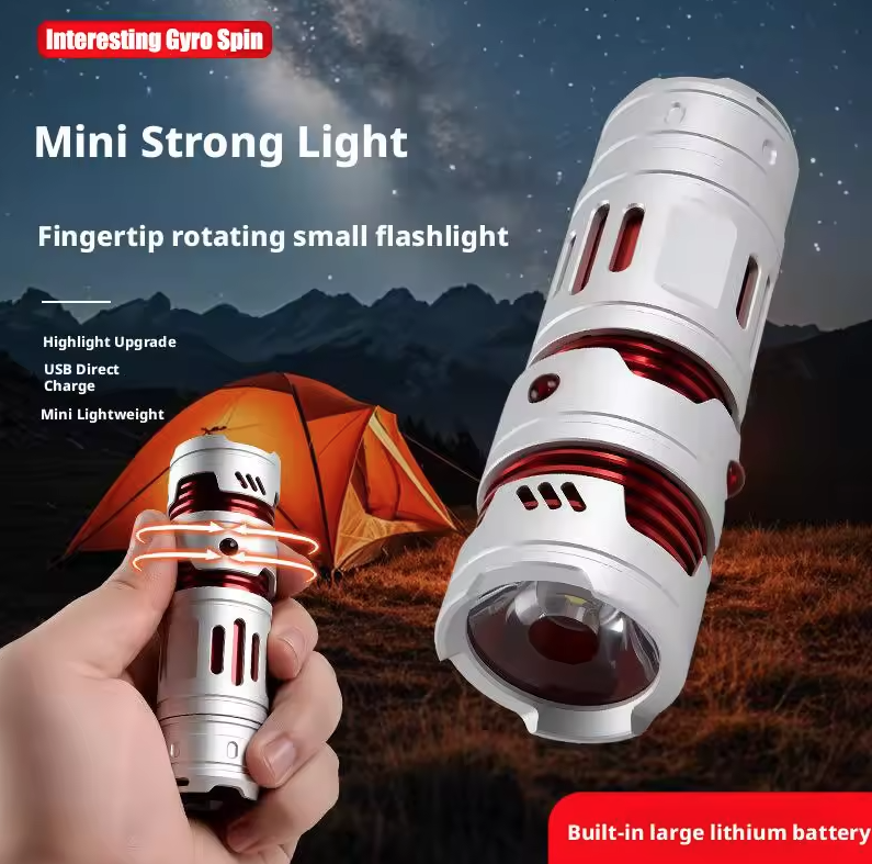 Portabel mini EDC lommelygte USB-genopladelig nøgleringlygte