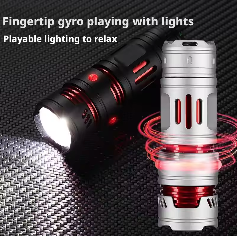 Portabel mini EDC lommelygte USB-genopladelig nøgleringlygte