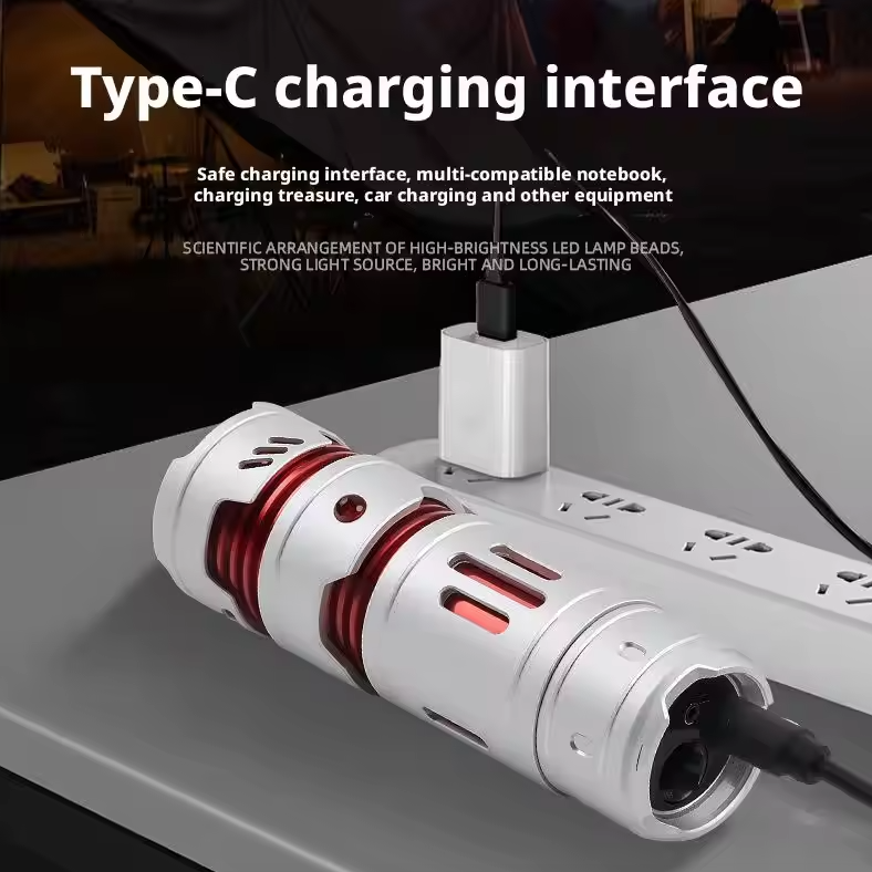 Portabel mini EDC lommelygte USB-genopladelig nøgleringlygte