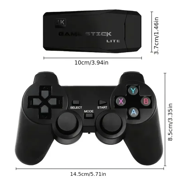 M8 videospilkonsol med dobbelte 2,4G trådløse controllere, 10000 retrospilbibliotek, PS1 Atari 64G model