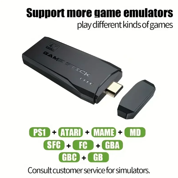 M8 videospilkonsol med dobbelte 2,4G trådløse controllere, 10000 retrospilbibliotek, PS1 Atari 64G model