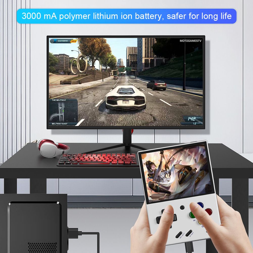 MIYOO Mini Plus Bærbar Retro Spilkonsol 3,5-tommer IPS-skærm Letvægts Klassiske Videospil Kompakt