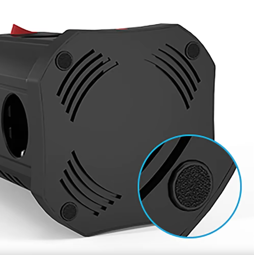 EU Multistik overspændingsbeskytter 4000W 16A med USB-port, multistik med natlys