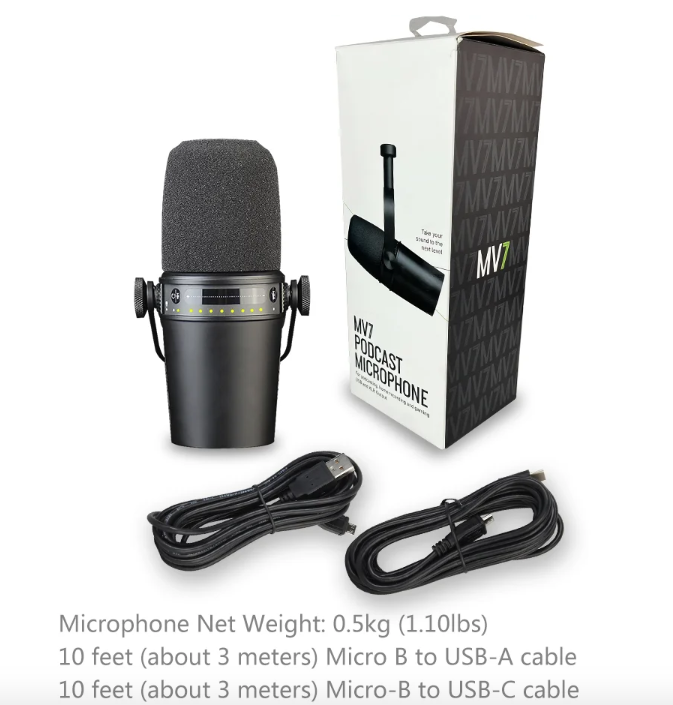 MV7 Professionel dynamisk mikrofon til podcasting, live streaming og optagelse af lyd i høj kvalitet