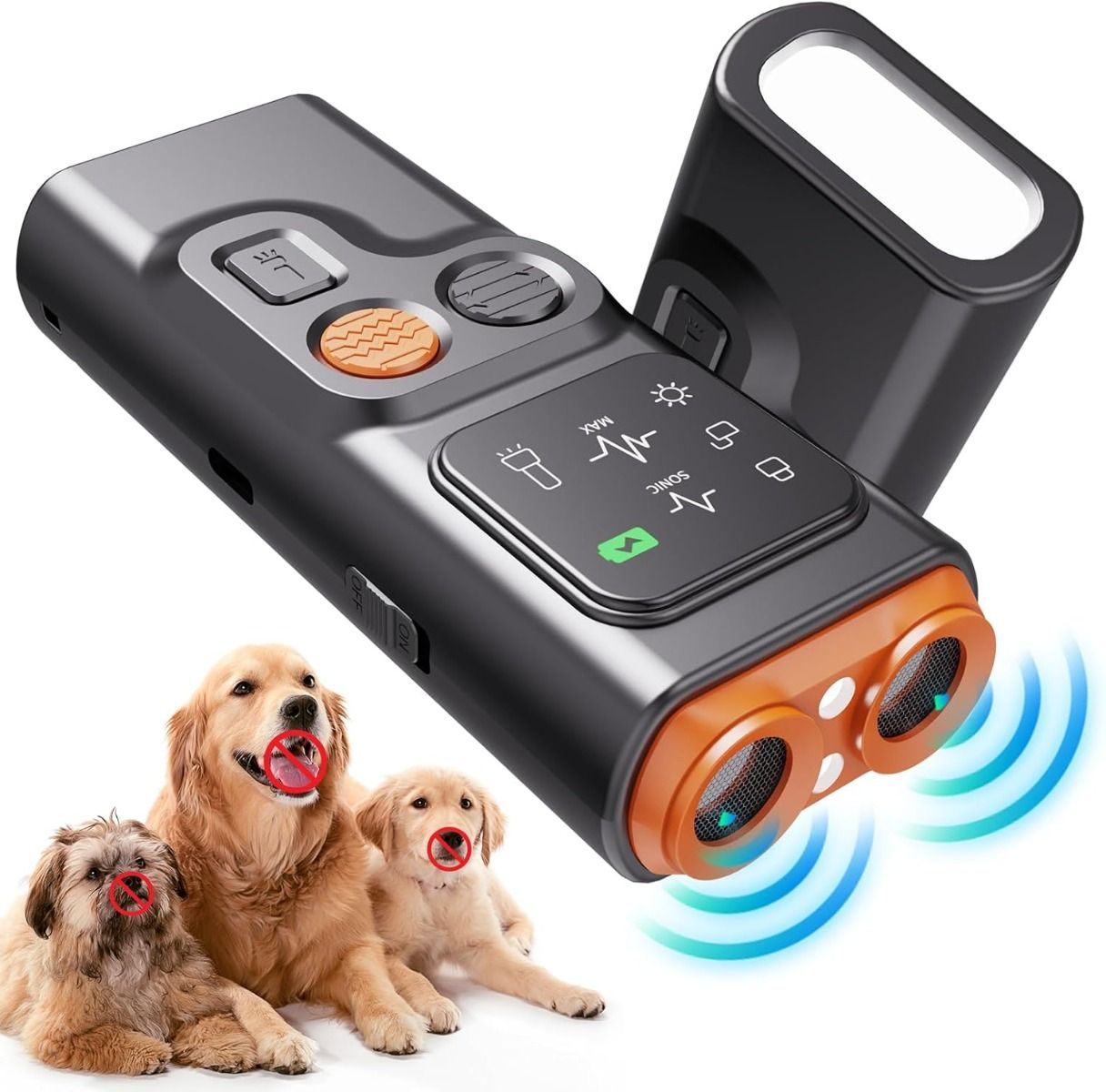 Bark Guard Anti-gø-apparat til hunde, gøafskrækkelsesenheder kan stoppe dårlig opførsel med HD-skærm og LED-lygte