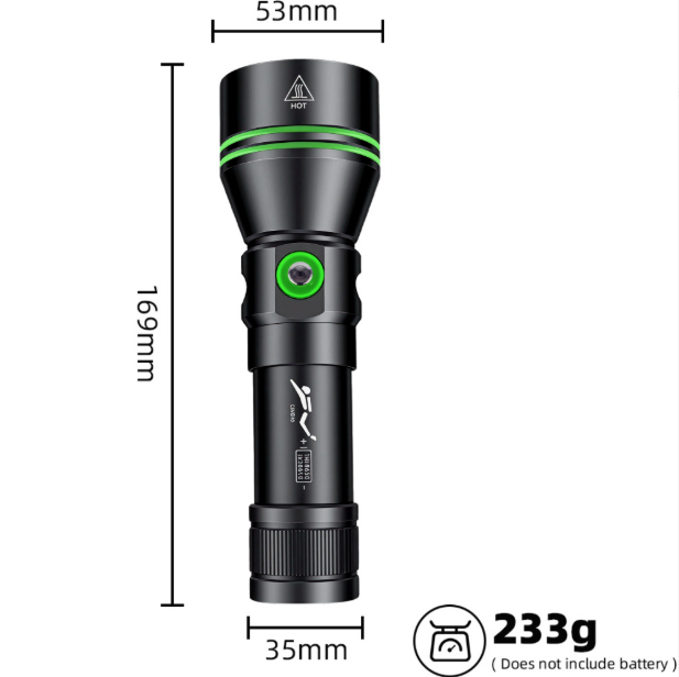P70 Dykkerlygte, Dykkerfakkel 5000 Lumen Super Lysstærke Lyskastere, IPX8 Vandtæt Natdykkerfakkel til 200 Meters Dybde