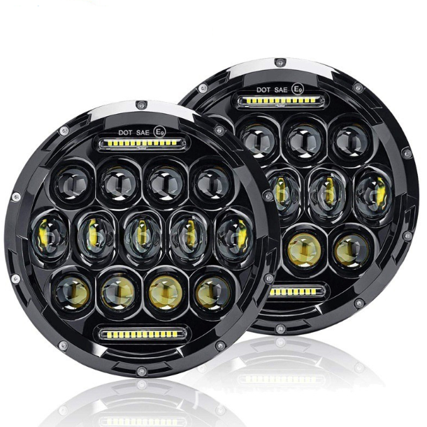7 Tommer Motorcykel LED-Forlygte Stråle DRL Blinklys 7" Rund Forlygte til Harley Jeep Wrangler Hummer