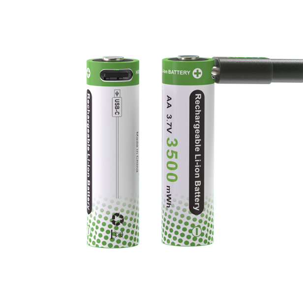 3.7V AA 3500mWh Type-c genopladeligt batteri