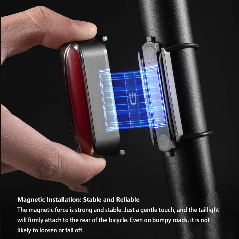 ROCKBROS Magnetisk Cykelbaglygte IPX6 Vandtæt 7 Tilstande Smart Sensor Nat Sikkerhed Advarselslys Cykeltilbehør