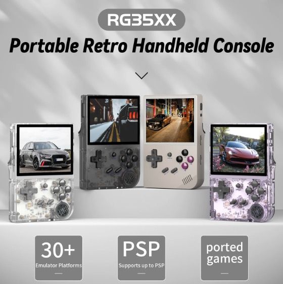 ANBERNIC RG35XX Retro håndholdt spilkonsol med levende IPS-skærm og PSP-support til nostalgisk spiloplevelse i grå