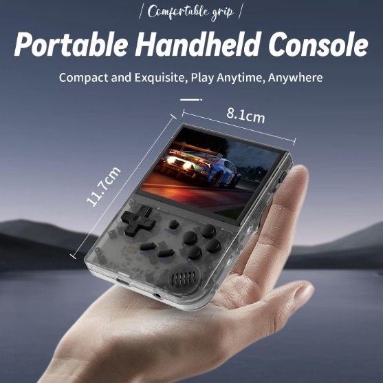 ANBERNIC RG35XX Retro håndholdt spilkonsol med levende IPS-skærm og PSP-support til nostalgisk spiloplevelse i grå