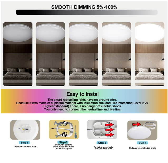 Tuya Zigbee Smart Loftlampe 24W RGBCW Dynamisk Belysning til Hjemmet Alexa-kompatibel Energieffektiv