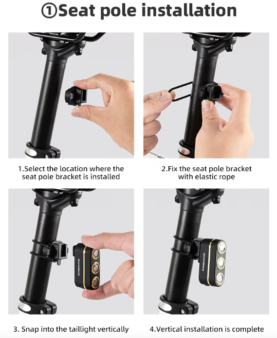 ROCKBROS Smart Bicycle Baglygte IP64 Vandtæt Advarselsbaglygte Type-C Opladning Bremsefølsom Baglygte Natcykellygte Cykeltilbehør