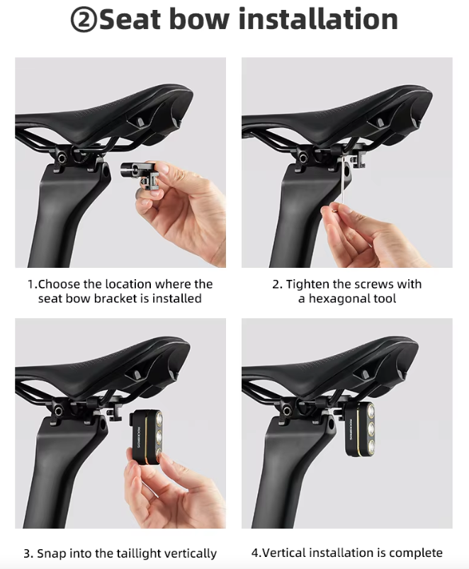ROCKBROS Smart Bicycle Baglygte IP64 Vandtæt Advarselsbaglygte Type-C Opladning Bremsefølsom Baglygte Natcykellygte Cykeltilbehør
